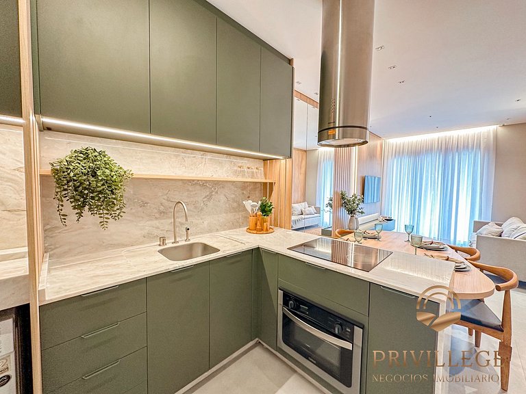 2 dormitórios em prédio Frente mar na Praia Grande